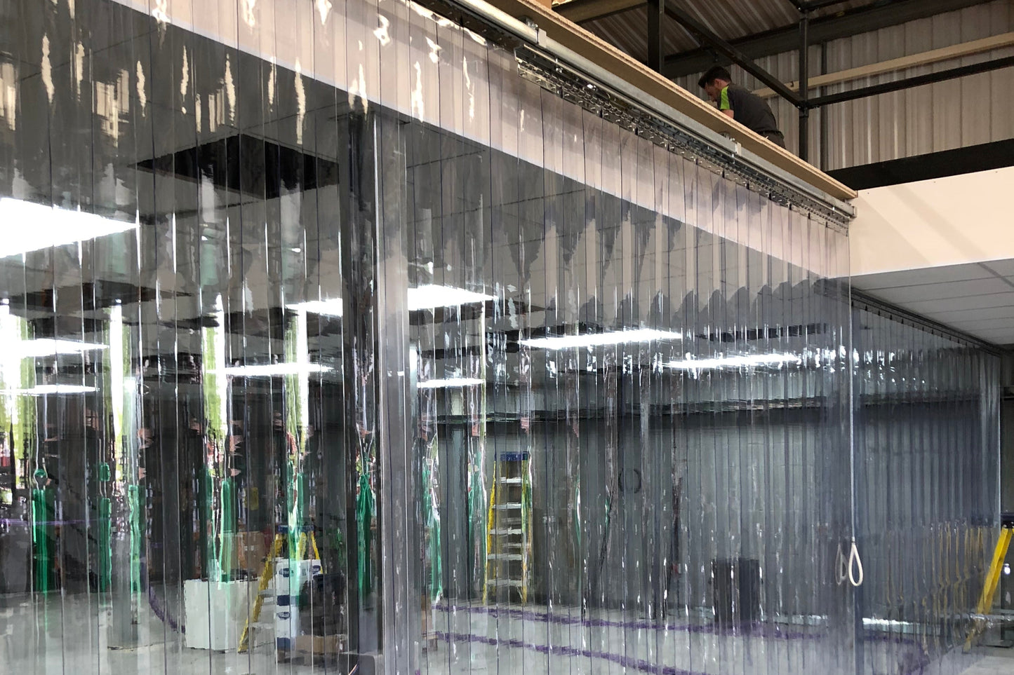 pvc strip curtains chiller blinds in a factory setting